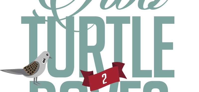 Illustrated "Two turtle doves" text