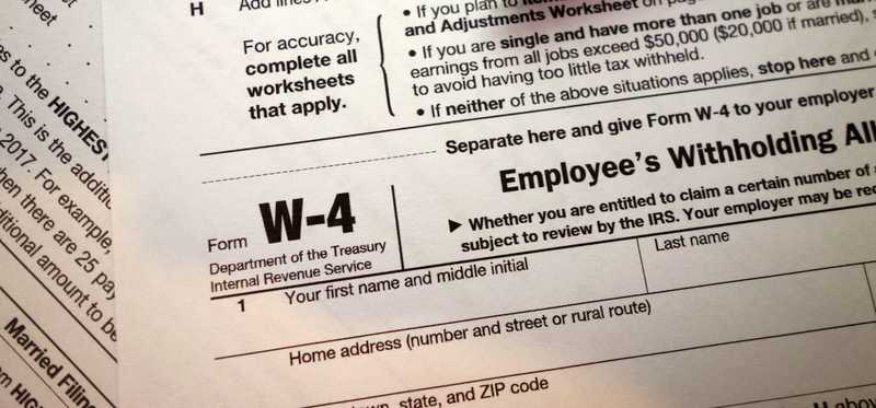 A paper W-4 form.