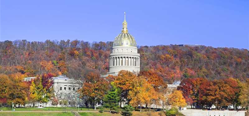A view of the state capitol in Charleston, West Virginia.
