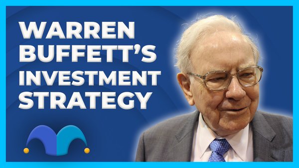 Warren Buffett in gray suit with blue tie and blue background