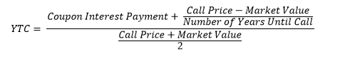 Yield to call formula