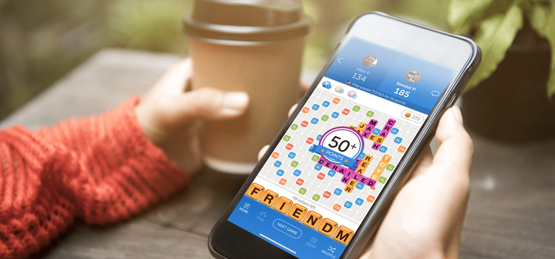 Zynga's Words With Friends game on mobile phone.