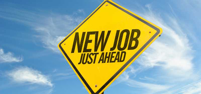 Sign that reads New Job Just Ahead.