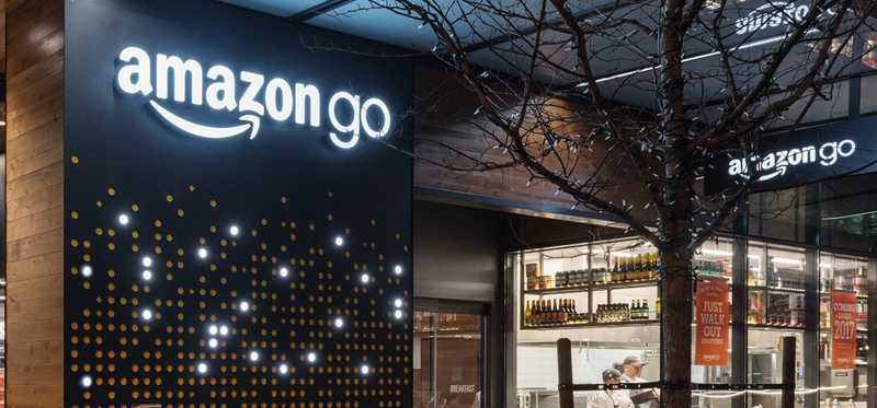 An Amazon Go retail storefront.