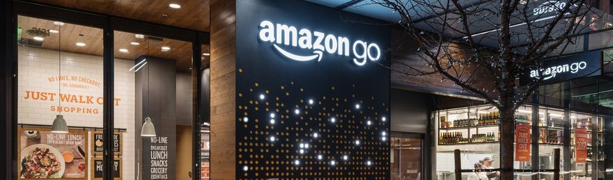 An Amazon Go retail storefront.