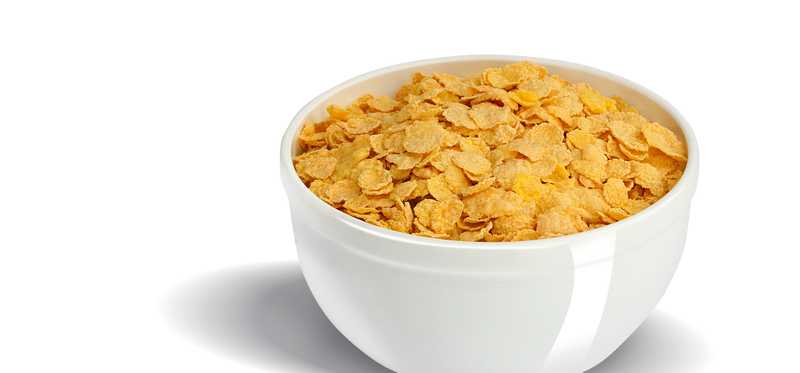 A bowl of cereal flakes.