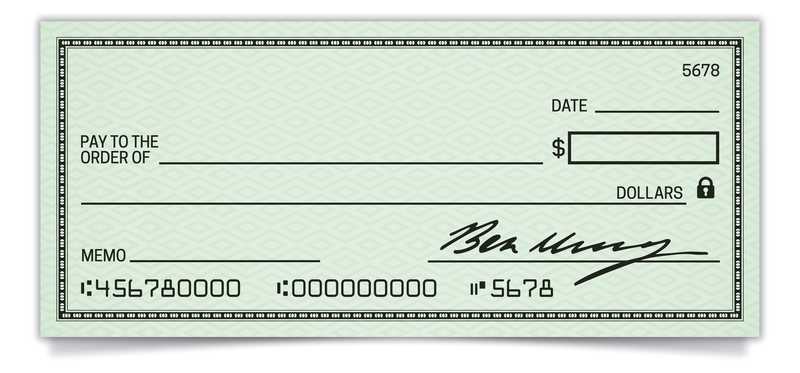 An image of a blank paper check.