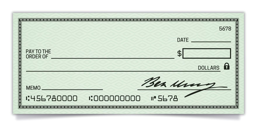 An image of a blank paper check.