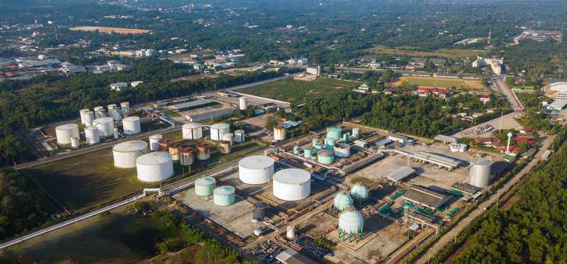 Aerial view of energy company