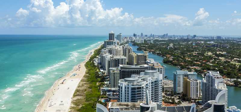 An aerial view of South Beach, Miami.