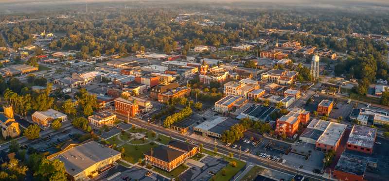 An aerial view of Statesboro, Georgia.