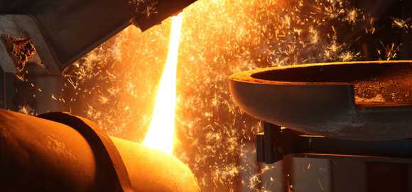 An aluminum smelter in operation.