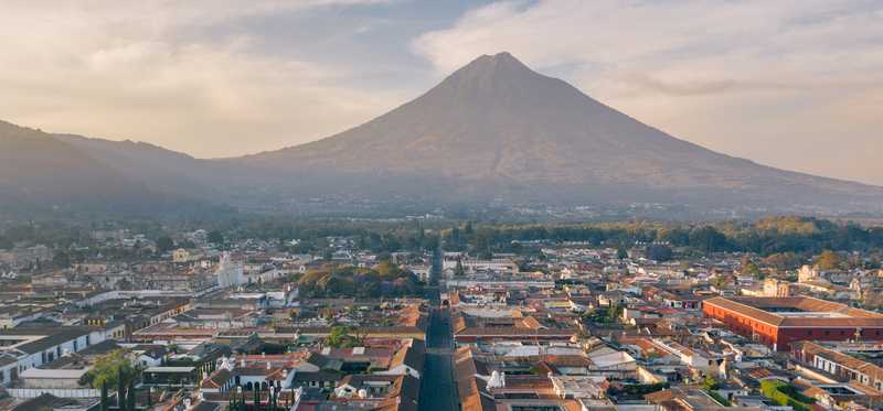 A volcano behind Antigua, Guatemala.