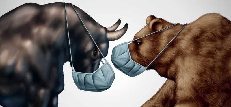 Bull and bear markets in masks.