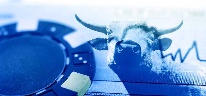 Bull stock market with blue chip stocks.