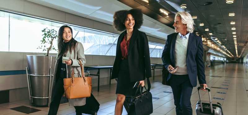 Business travelers in an airport.