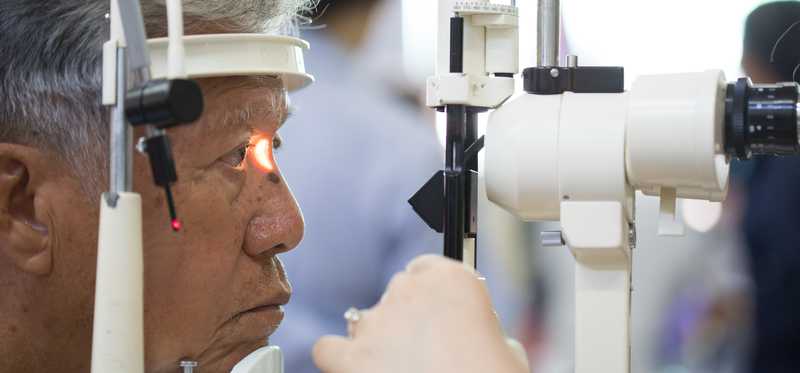 Person taking an eye exam.