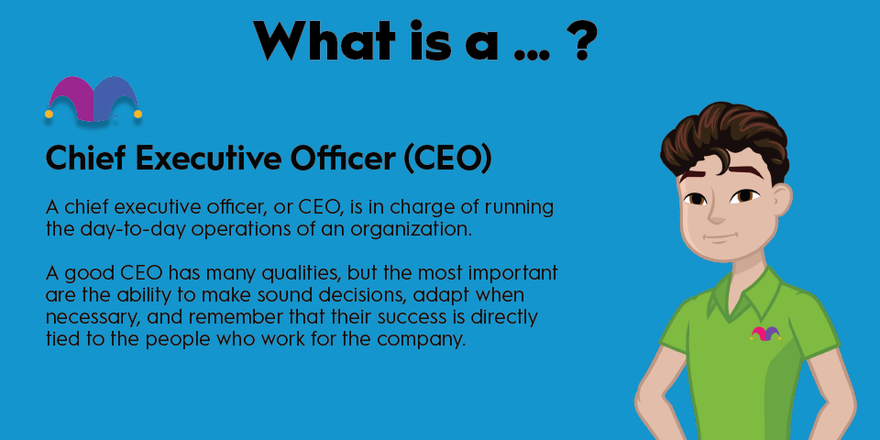 An infographic defining and explaining the term "CEO"