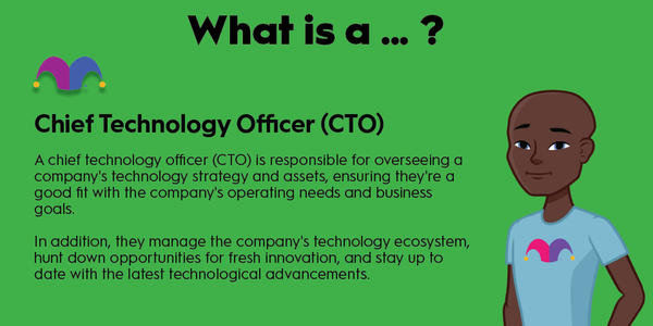 An infographic defining and explaining the term "chief technology officer (CTO)"