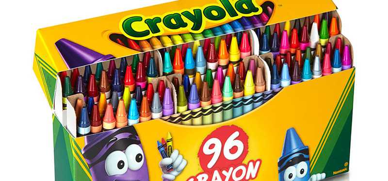 A 96 count box of crayola crayons.