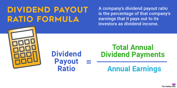 Dividend payout ratio equals total annual dividend payments divided by annual earnings.