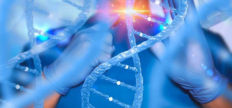 DNA image and healthcare worker.