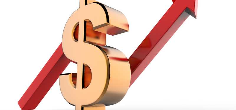 Stock arrow pointing up with a dollar sign