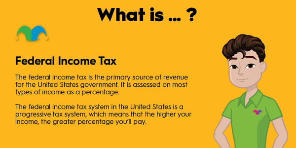 An infographic defining and explaining the term "federal income tax"