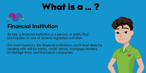 An infographic defining and explaining the term "financial institution"