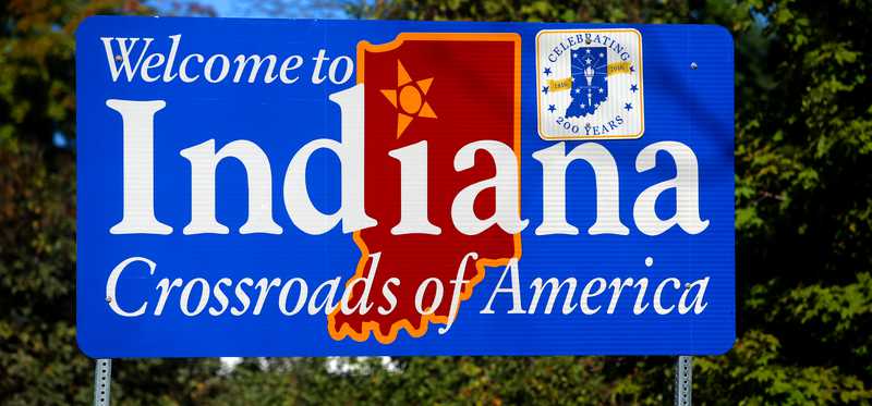 Welcome to Indiana sign.
