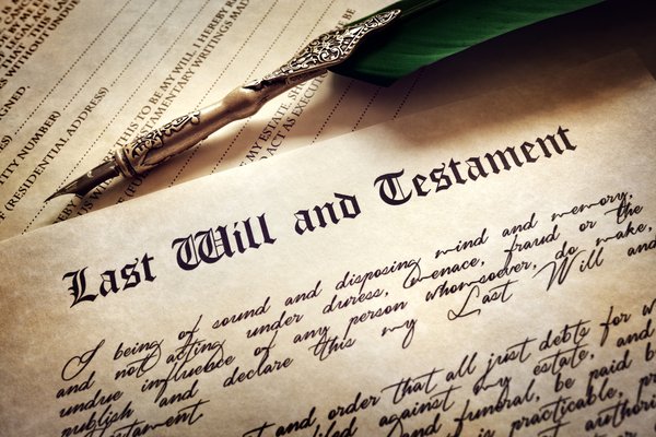 Last will and testament on parchment written with quill pen.