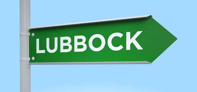 Green sign reading Lubbock