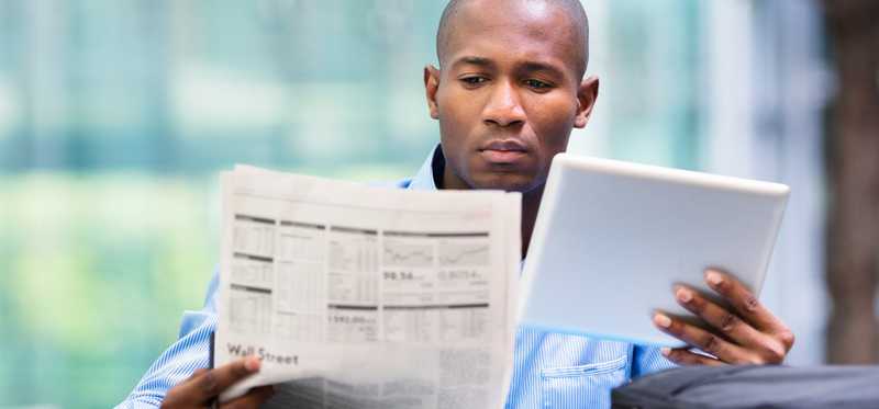Person looking at reports.