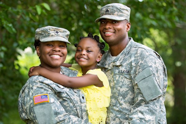military couple family kid