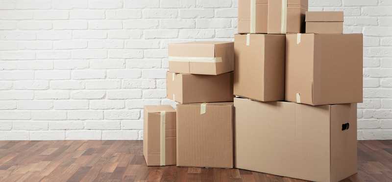 Stack of moving boxes