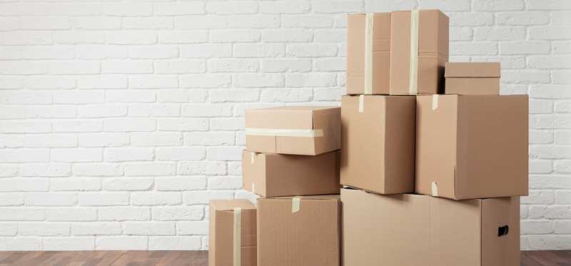 Stack of moving boxes