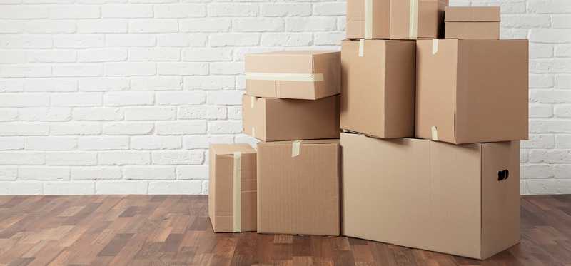 Stack of moving boxes.