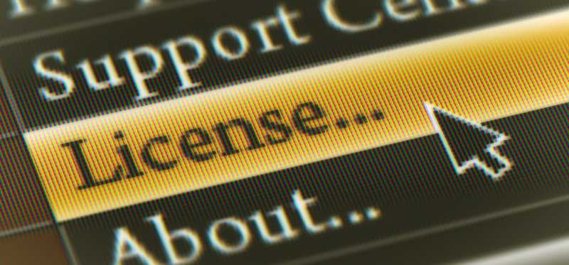 A computer screen showing a license application tab.
