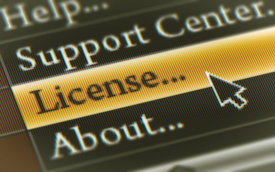 A computer screen showing a license application tab.