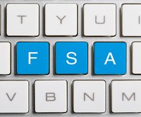 FSA letters on a keyboard in blue.