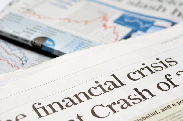 Photo of newspaper article covering a financial crash