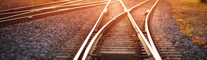 Train track in the sunset.