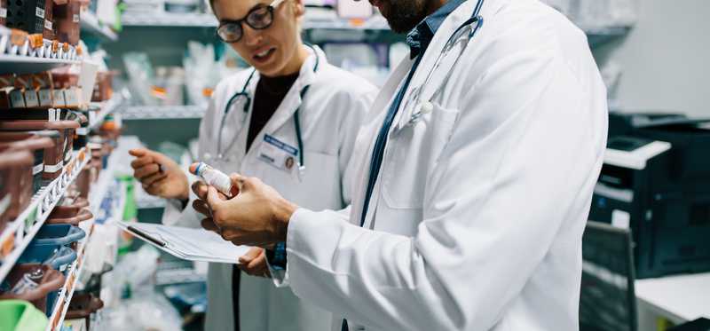 Pharmacists reviewing medication