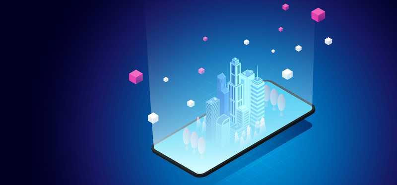 A virtual city rises out of a phone.
