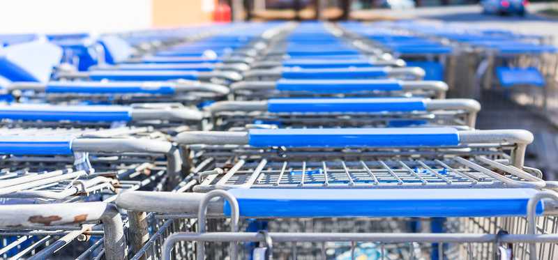 Neat rows of shopping carts.