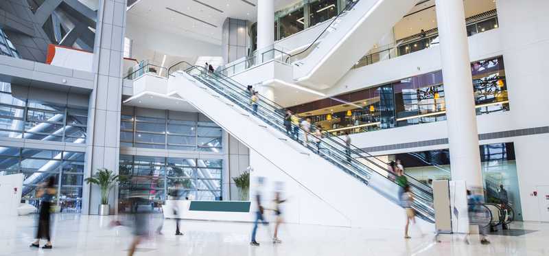 The interior of a shopping mall