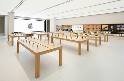 The interior of an Apple store.