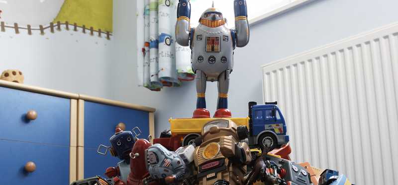 A stack of children's toys.