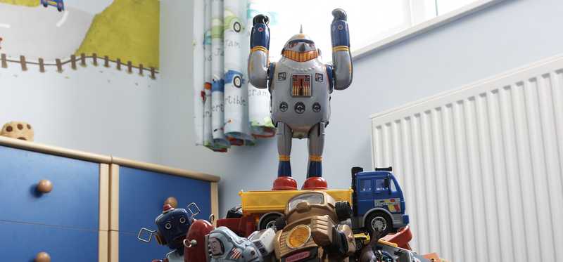 A stack of children's toys.