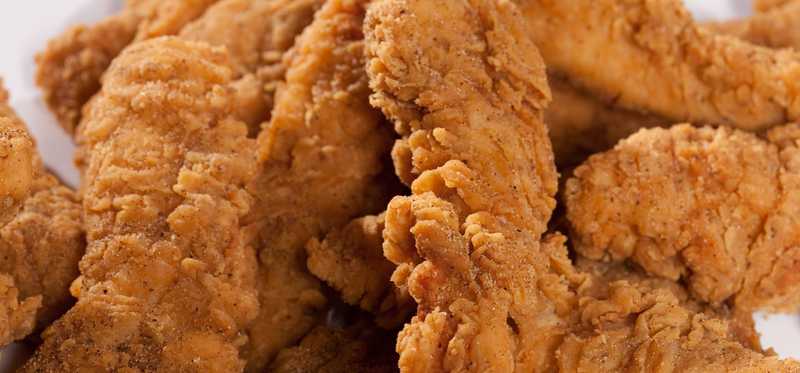 A pile of chicken fingers.